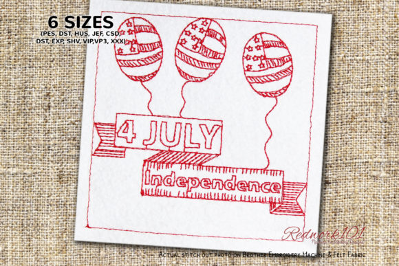 4th July American Balloons Redwork Design Review