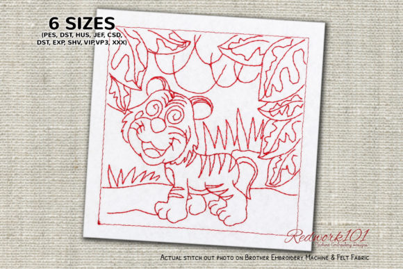 Baby Tiger Jungle Redwork Design Review
