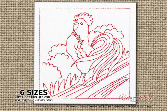 Chicken Crowing in the Morning Redwork: Designer Review