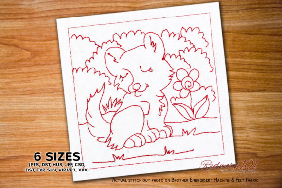 Fluffy Cat Sitting in Garden Redwork Review for Seasonal Sellers