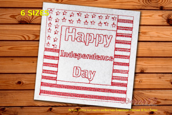 Happy Independence Day with Flag Redwork Review