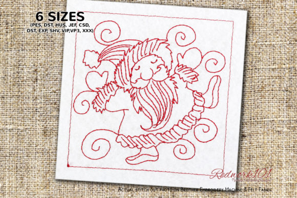 Happy Santa Claus Dancing Redwork: A Designer's Take