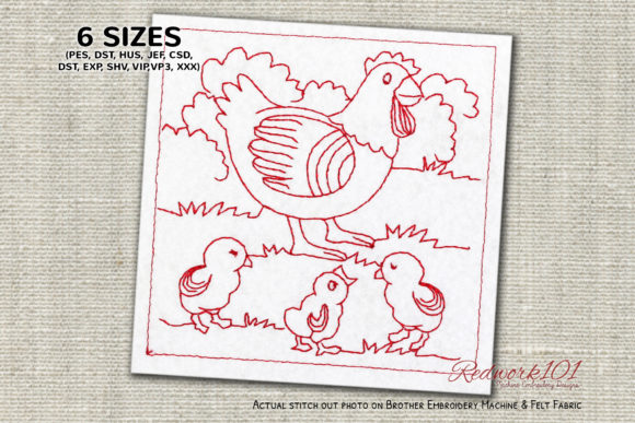 Hen with Chicken in the Field Redwork: A Craft Fair Review