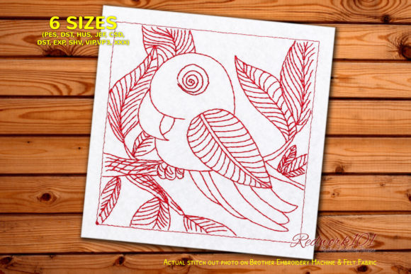 Parrot Sitting on a Branch Redwork Embroidery Design Review