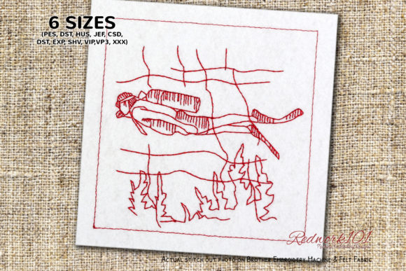 Scuba Diving Redwork: An Embroidery Designer’s Take
