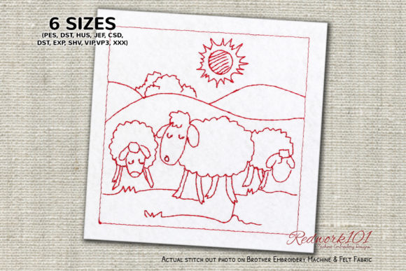 Sheep Eating Grass in Field Redwork: My Honest Stitch Test