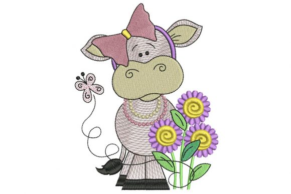 Spring Cow Embroidery for Boutique Apparel